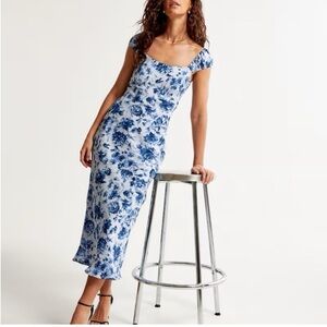 Abercrombie & Fitch Blue Maxi Sundress Spaghetti Strap Wedding Guest